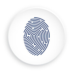 person digital fingerprint icon in neomorphism style on white background for mobile identification applications. Biometric identification of human data. Search devices for scanning data. Vector