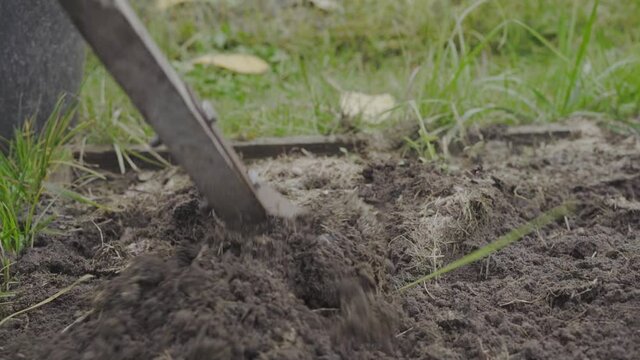Plowing the soil in the garden before winter
