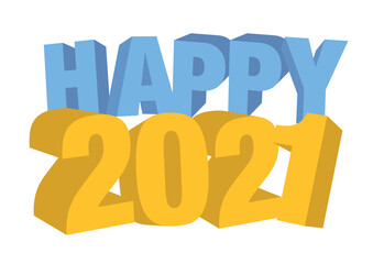 2021 Happy New Year 3D block text lettering