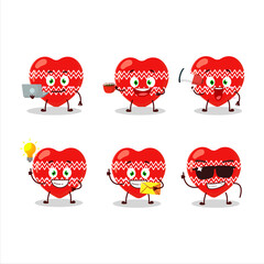 Love red christmas cartoon character with various types of business emoticons