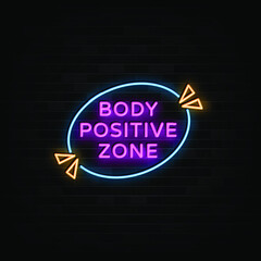 Body Positive neon sign vector. Neon Design template. light banner. night signboard.