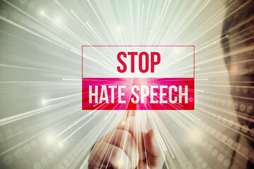 Ein Mann und Slogan Stop Hassrede