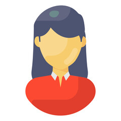 Fototapeta premium A youthful female person, girl flatty icon 