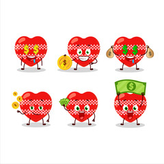 Love red christmas cartoon character with cute emoticon bring money