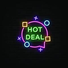 Hot deal neon sign. design element.