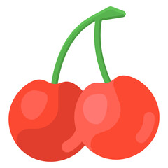 
Pair of wild cherries icon, healthy berries in flat vector 
