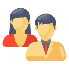 
Bride and groom avatar, romantic couple icon in flat design 
