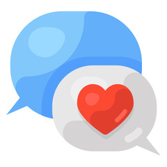 
Love messaging icon in flat style, romantic chat  
