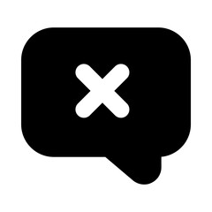 
Delete message, cross on speech bubble in solid style 
