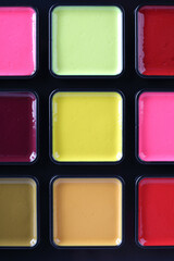 Close-up of packaging of new watercolor paints.