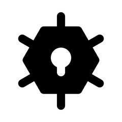 
An icon style of keyhole inside network, secure network 
