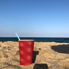 red chair on the beach