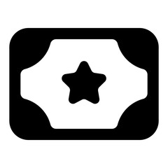 
A star on a document denoting certificate in glyph icon
