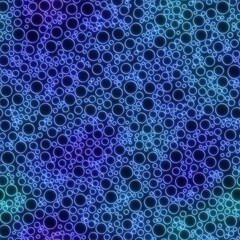 Neon light on black geometric shape seamless repeat pattern. High quality illustration. Funky nightlife retro revival design. Futuristic geo dramatic glow lighting. 