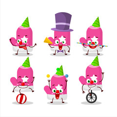 Fototapeta premium Cartoon character of new pink gloves with various circus shows