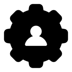 
Person inside gear, resource management solid icon
