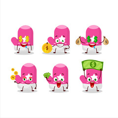 Naklejka premium New pink gloves cartoon character with cute emoticon bring money