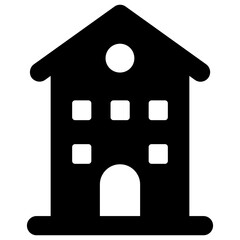 
A local lodging building, hostel building in solid icon
