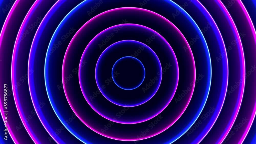Poster abstract template with animation of glowing neon circular waves