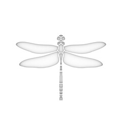 Dragonfly sign for branding identity. Silhouette of insect. 3D rendering