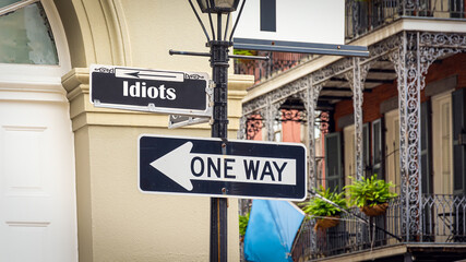 Obraz premium Street Sign to Idiots
