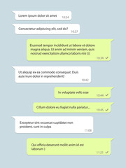 Social network chat window, speech bubble with text