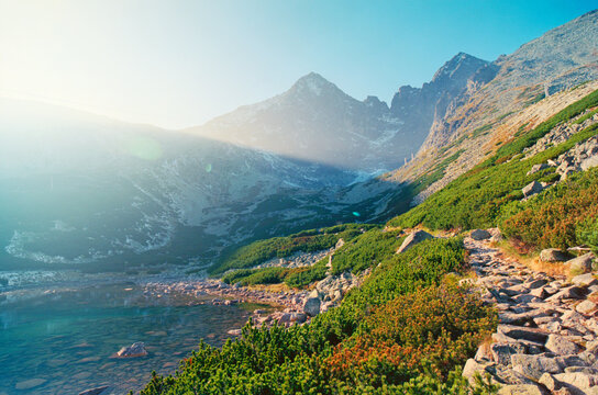 Panoramic view of the High Tatras mountains in Slovakia.