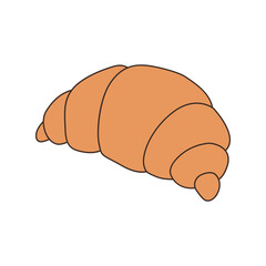 Vector of cartoon brown croissant icon.