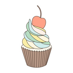 cartoon of cupcake isolated on white