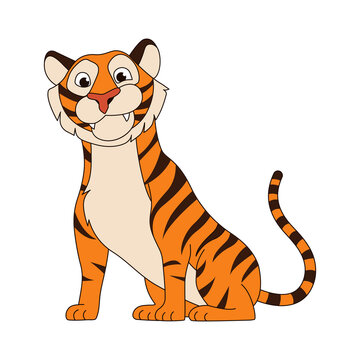 Vector of Cute Cartoon Tiger.