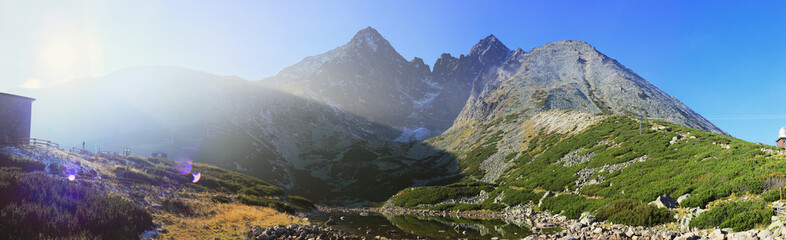 Panoramic view of the High Tatras mountains in Slovakia.