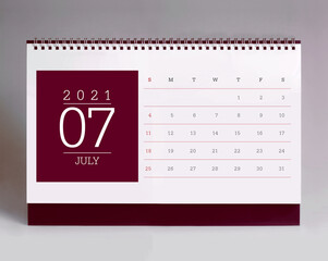 Simple desk calendar 2021 - July