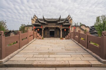 Chinese ancient architecture, tourist attraction, old buildings of Wolong Academy College in Changting city, Fujian