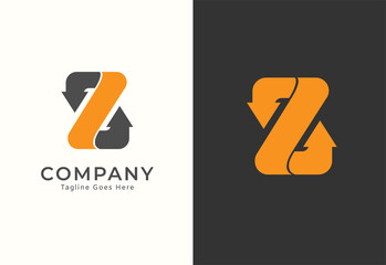 Abstract Letter Z  logo, letter Z and Arrow combination, isolated on white and dark colour background,  usable for business and logistic logos, vector illustration - obrazy, fototapety, plakaty