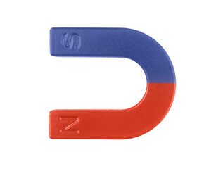 Magnet isolated on white background. Top view of horseshoe or U shape magnet.