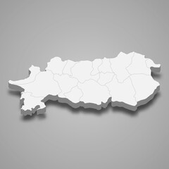 3d isometric map of Aydin is a province of Turkey