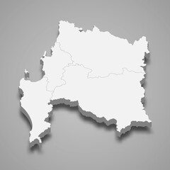 3d isometric map of Biobio is a region of Chile