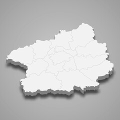 Fototapeta premium 3d isometric map of Central Bohemia is a region of Czech Republic
