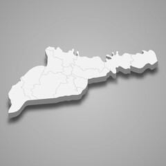 3d isometric map of Chernivtsi oblast is a region of Ukraine