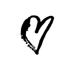 Grunge heart. Valentine day print. Vector illustration.