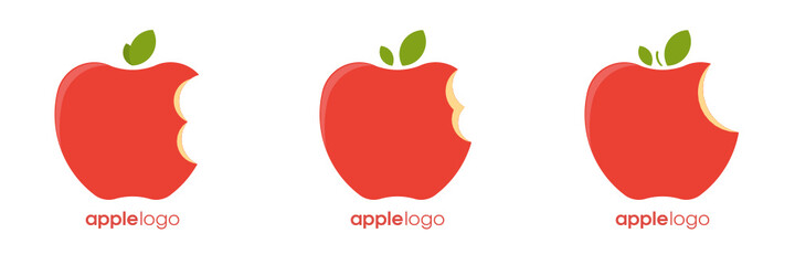 Apple logo vector set, bitten fruit illustration symbol