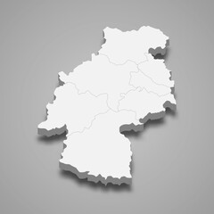 3d isometric map of Huancavelica is a region of Peru