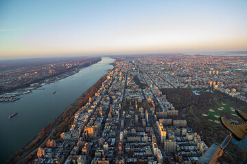 Aerial view over the upper west side 