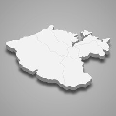 Fototapeta premium 3d isometric map of Keelung City is a region of Taiwan