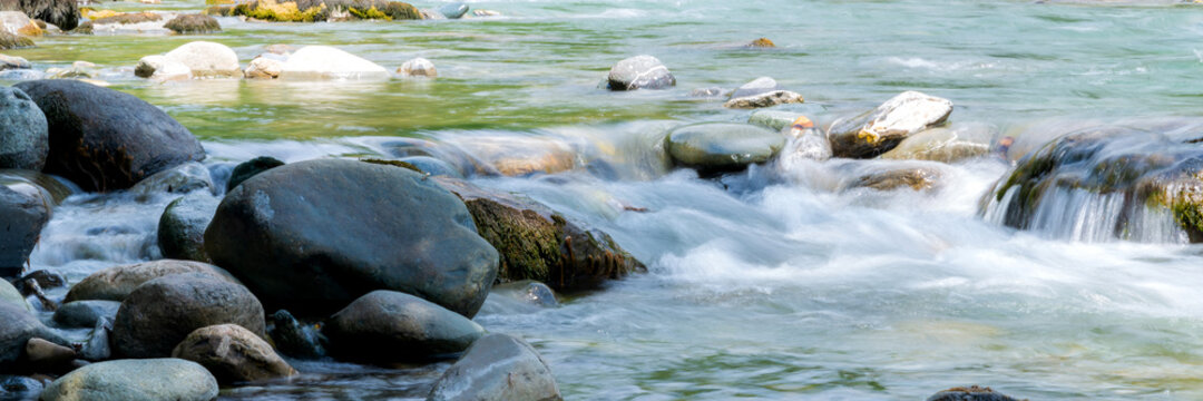 Rocky stream running water of mountain river