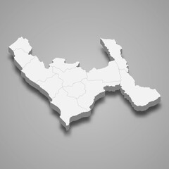 3d isometric map of La Libertad is a region of Peru