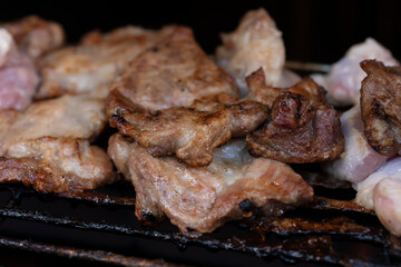 Grilled pork in charcoal turtle