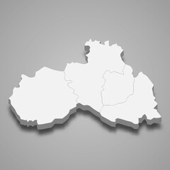 3d isometric map of Liberec is a region of Czech Republic