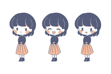シンプルかわいい女の子立ち絵・ベクター