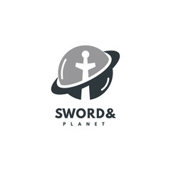 modern and elegant sword planet logo design template